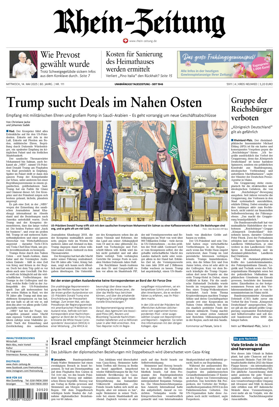 Rhein-Zeitung Kreis Neuwied vom Mittwoch, 14.05.2025