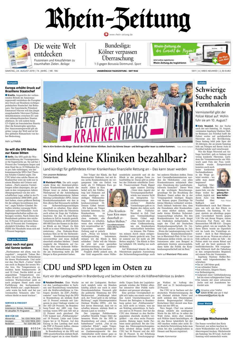 Rhein-Zeitung Kreis Neuwied vom Samstag, 24.08.2019