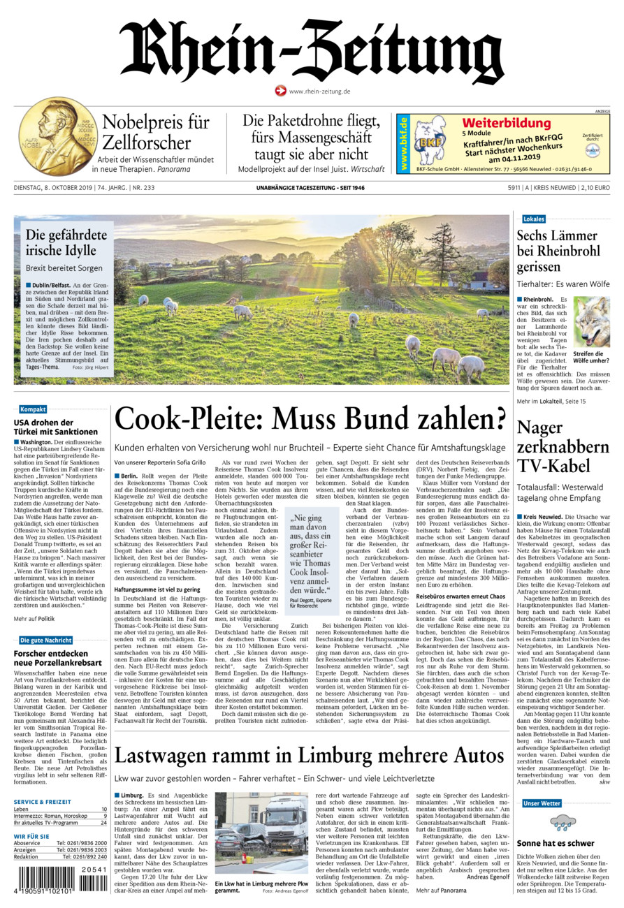 Rhein-Zeitung Kreis Neuwied vom Dienstag, 08.10.2019