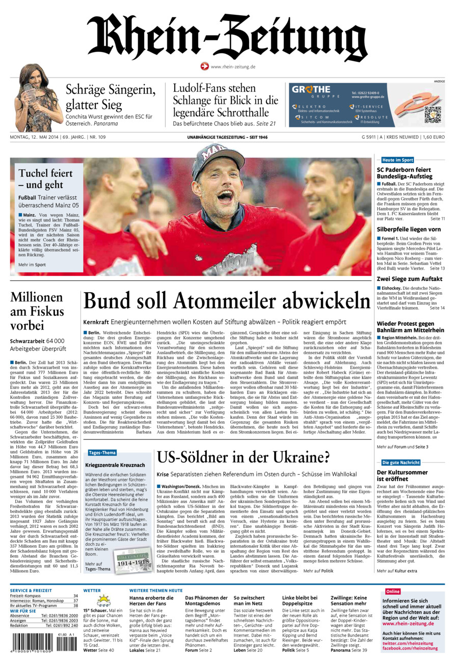 Rhein-Zeitung Kreis Neuwied vom Montag, 12.05.2014