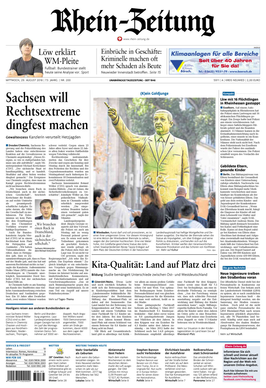 Rhein-Zeitung Kreis Neuwied vom Mittwoch, 29.08.2018