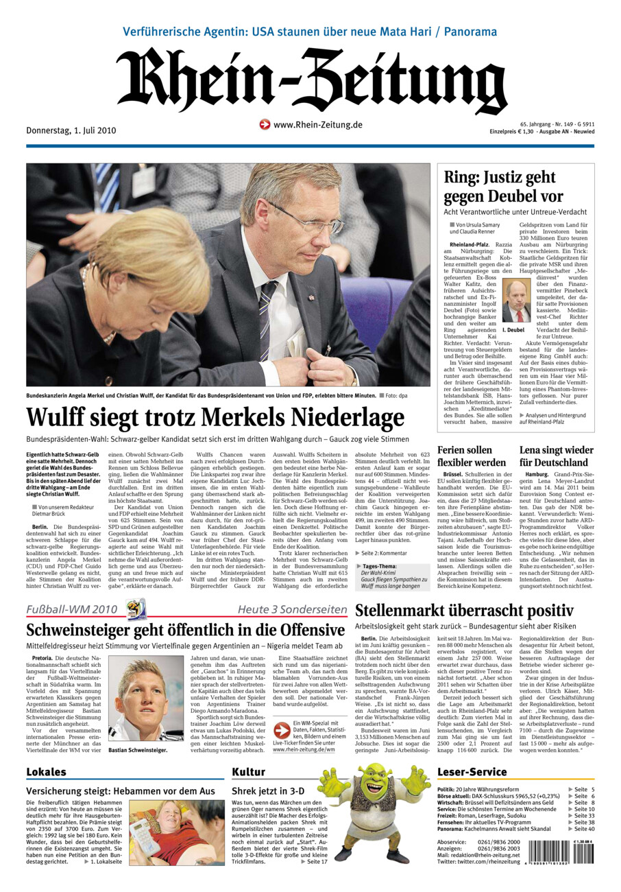 Rhein-Zeitung Kreis Neuwied vom Donnerstag, 01.07.2010