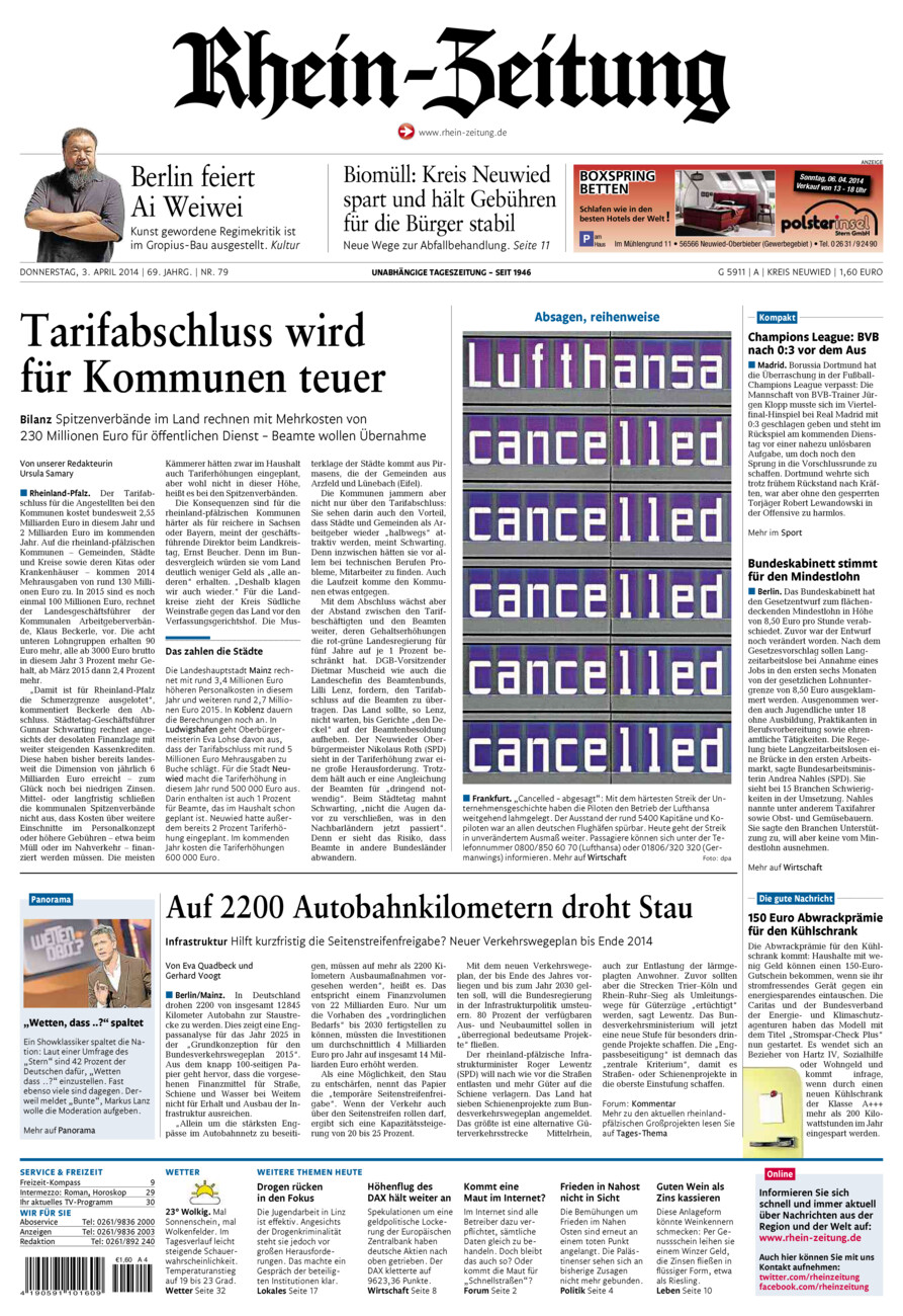 Rhein-Zeitung Kreis Neuwied vom Donnerstag, 03.04.2014