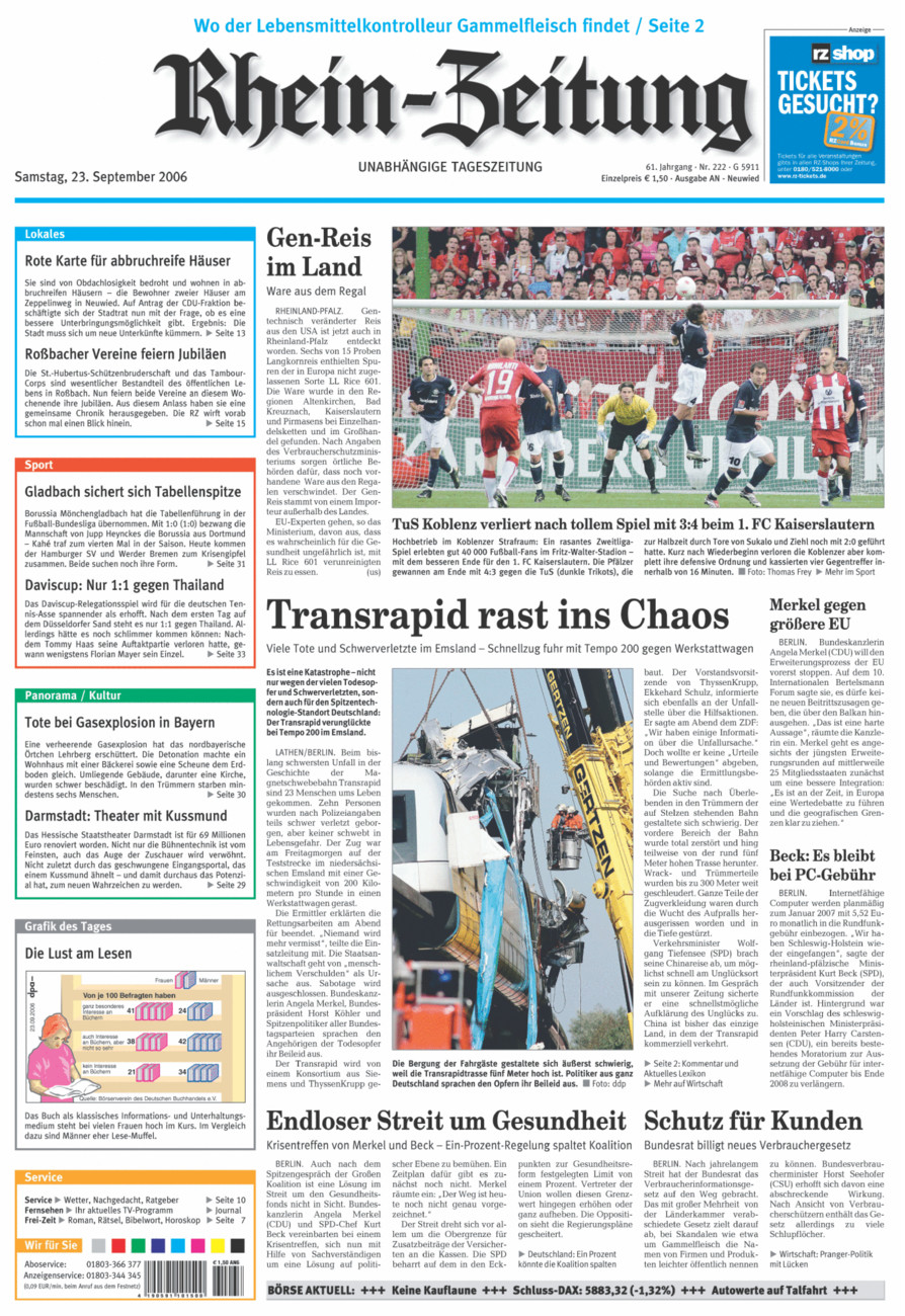 Rhein-Zeitung Kreis Neuwied vom Samstag, 23.09.2006