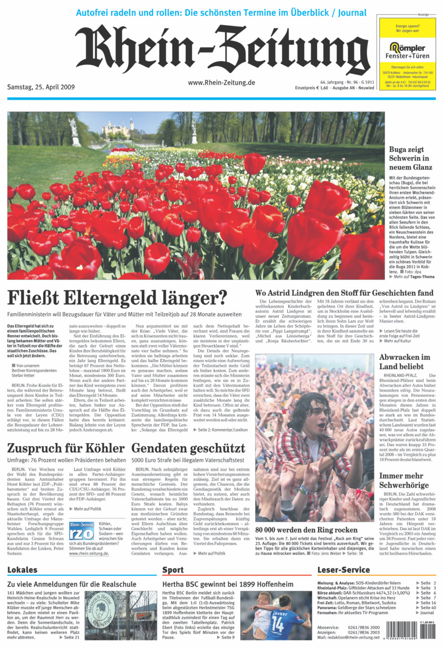 Rhein-Zeitung Kreis Neuwied vom Samstag, 25.04.2009