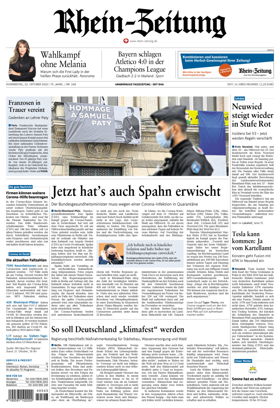 Rhein-Zeitung Kreis Neuwied vom Donnerstag, 22.10.2020