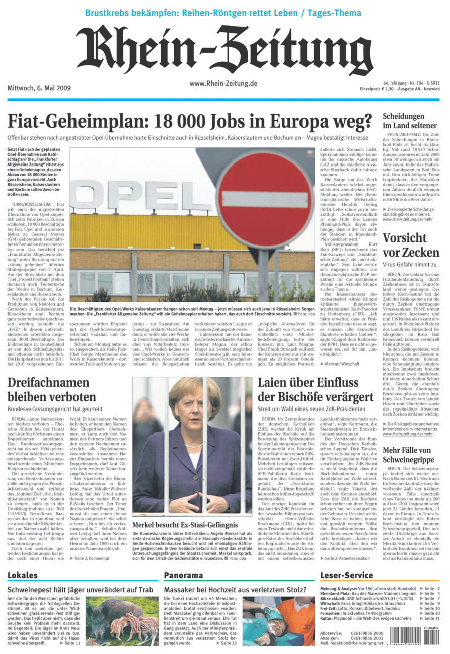 Rhein-Zeitung Kreis Neuwied vom Mittwoch, 06.05.2009