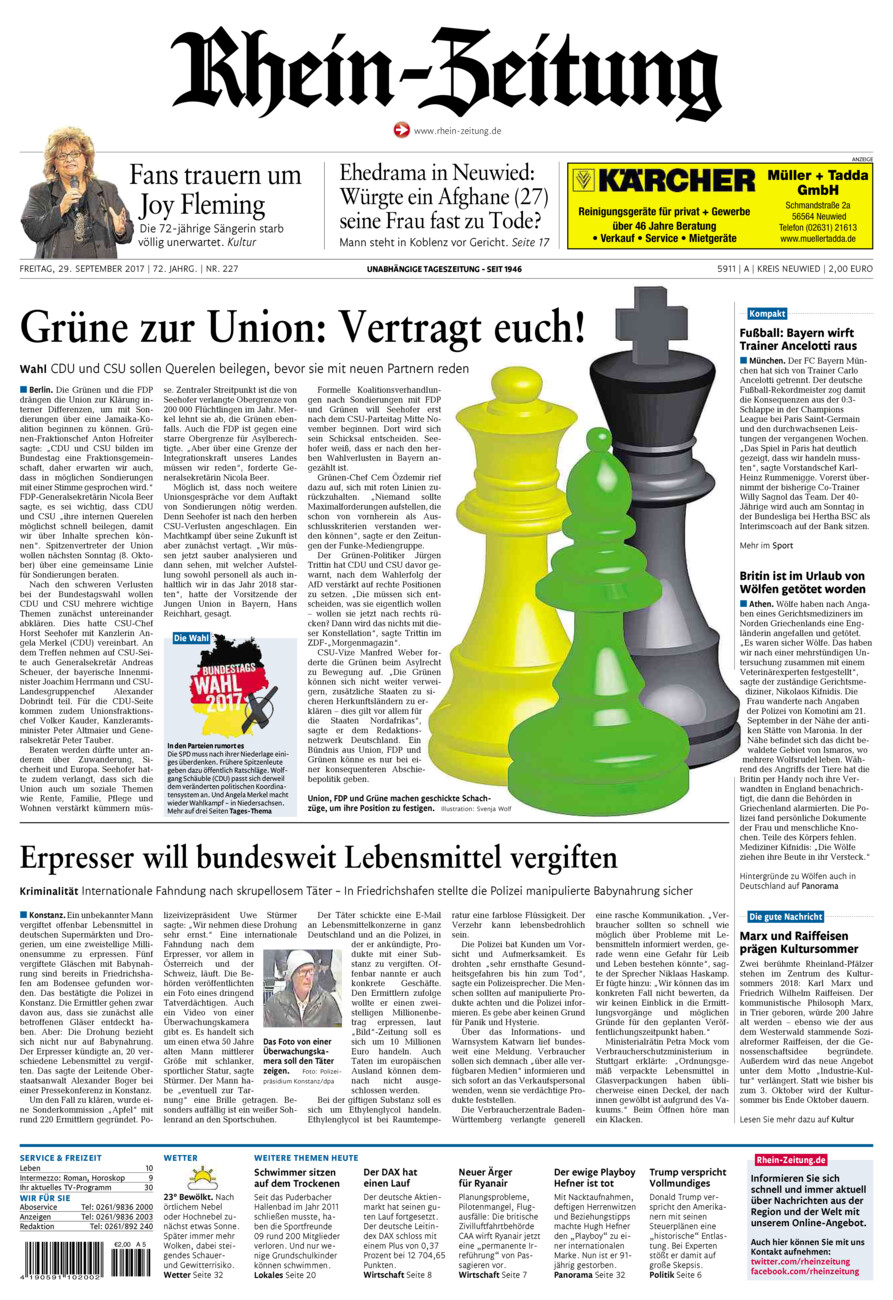 Rhein-Zeitung Kreis Neuwied vom Freitag, 29.09.2017