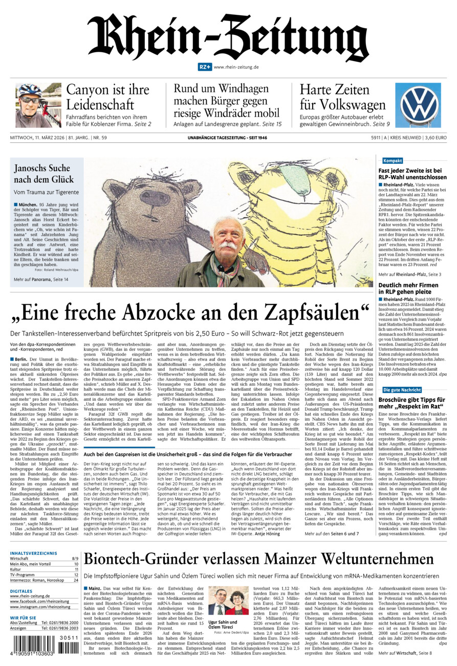 Rhein-Zeitung Kreis Neuwied vom Mittwoch, 11.03.2026