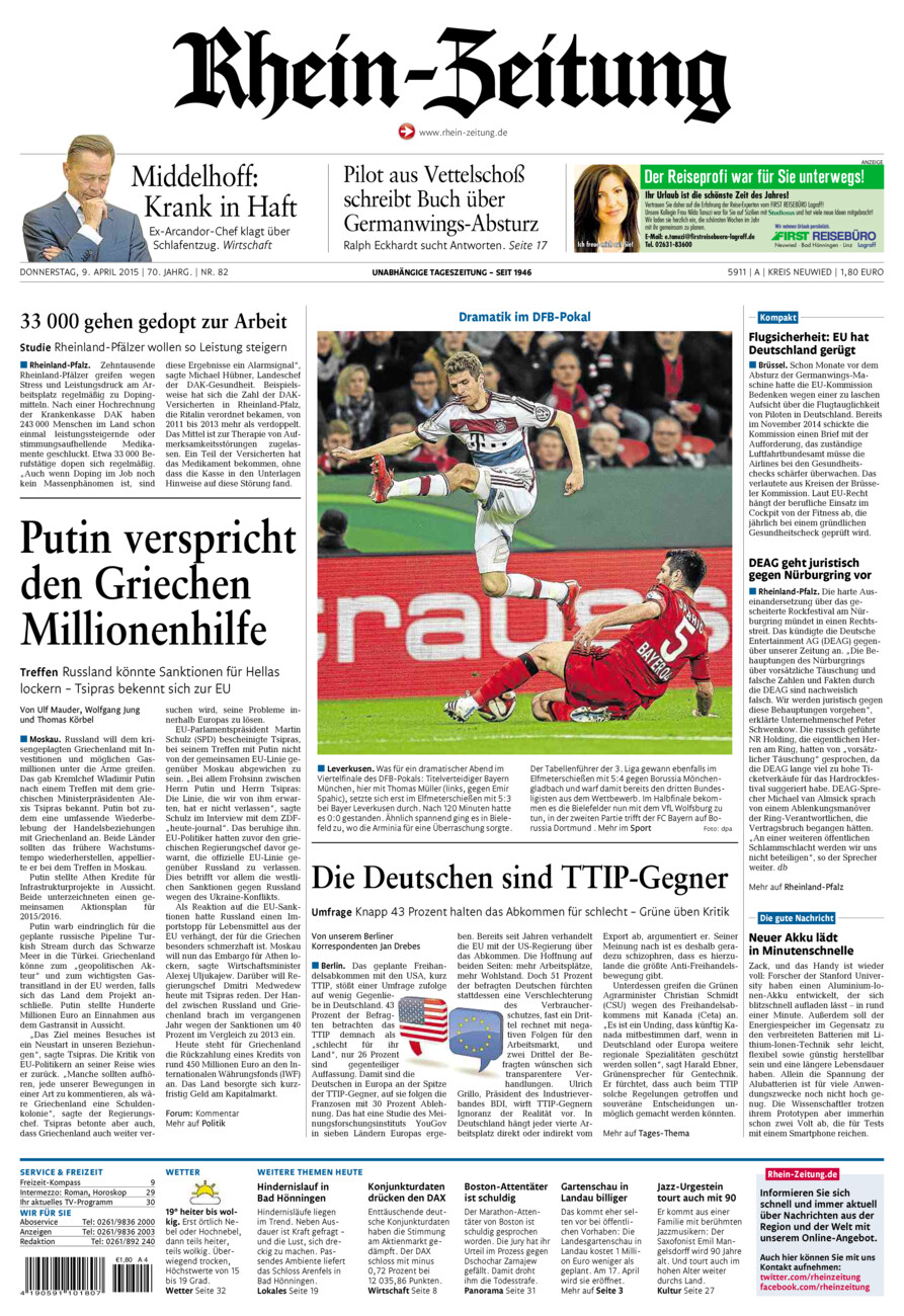 Rhein-Zeitung Kreis Neuwied vom Donnerstag, 09.04.2015