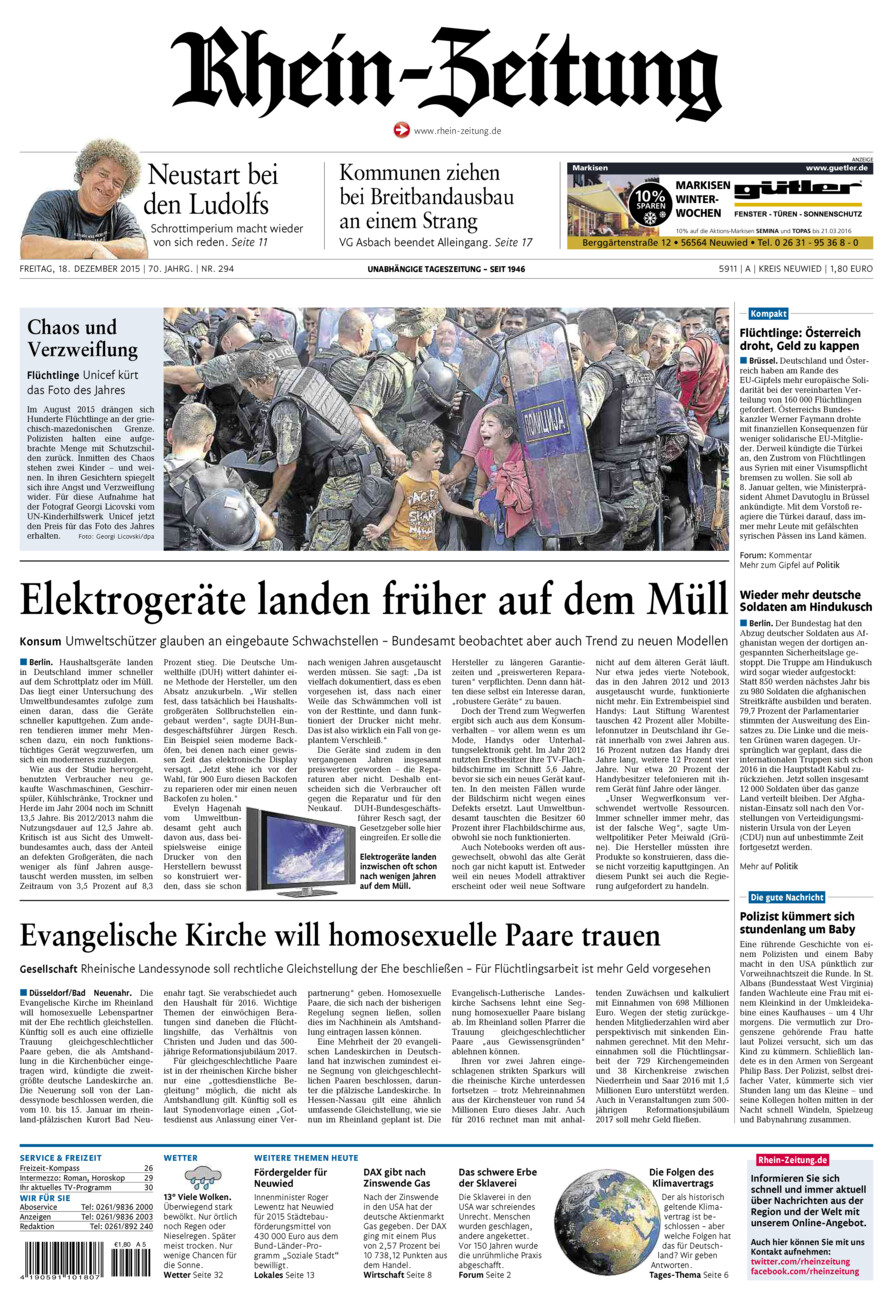 Rhein-Zeitung Kreis Neuwied vom Freitag, 18.12.2015