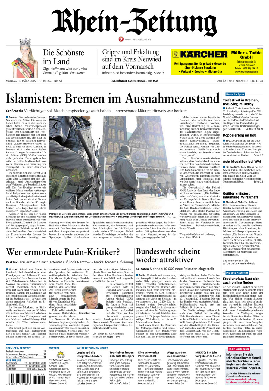 Rhein-Zeitung Kreis Neuwied vom Montag, 02.03.2015