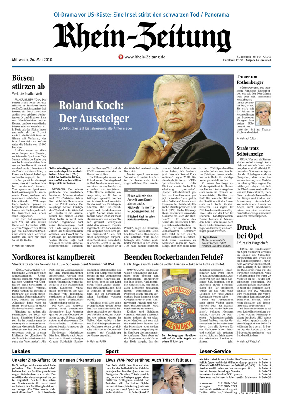 Rhein-Zeitung Kreis Neuwied vom Mittwoch, 26.05.2010