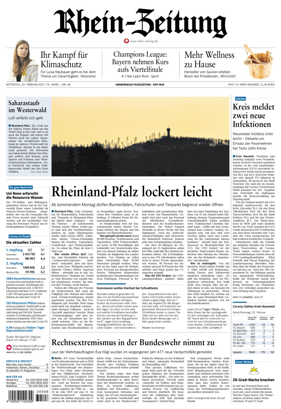 Rhein-Zeitung Kreis Neuwied vom Mittwoch, 24.02.2021