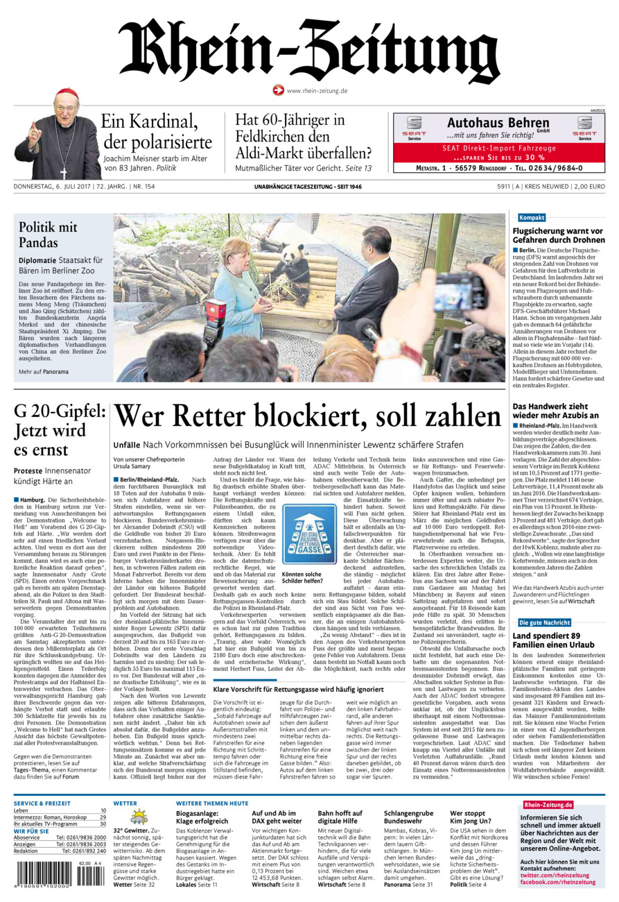 Rhein-Zeitung Kreis Neuwied vom Donnerstag, 06.07.2017