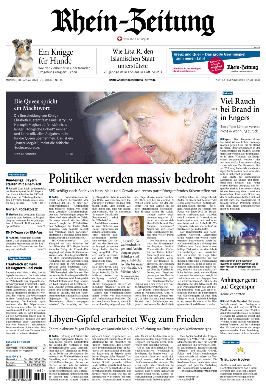 Rhein-Zeitung Kreis Neuwied vom Montag, 20.01.2020