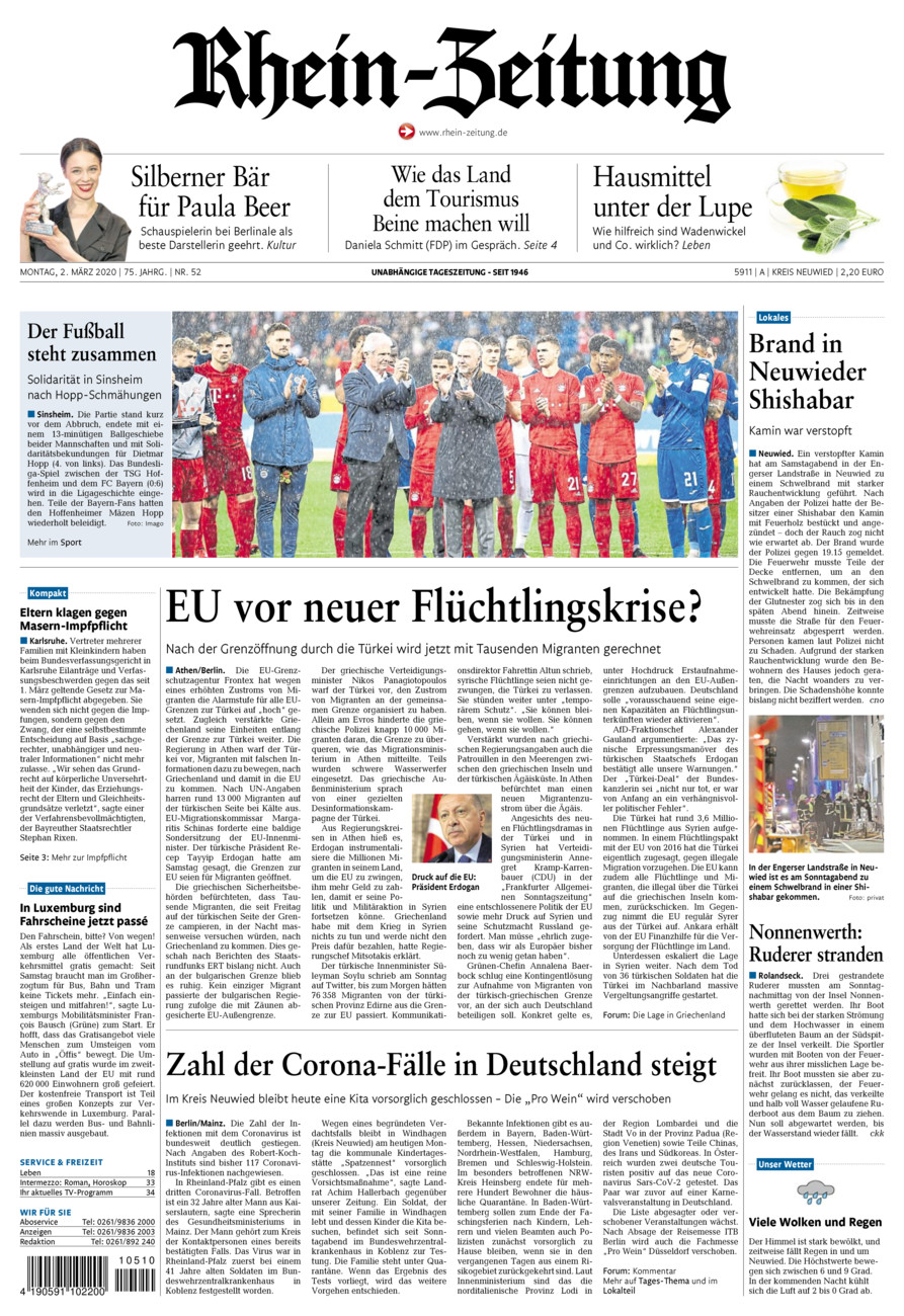 Rhein-Zeitung Kreis Neuwied vom Montag, 02.03.2020