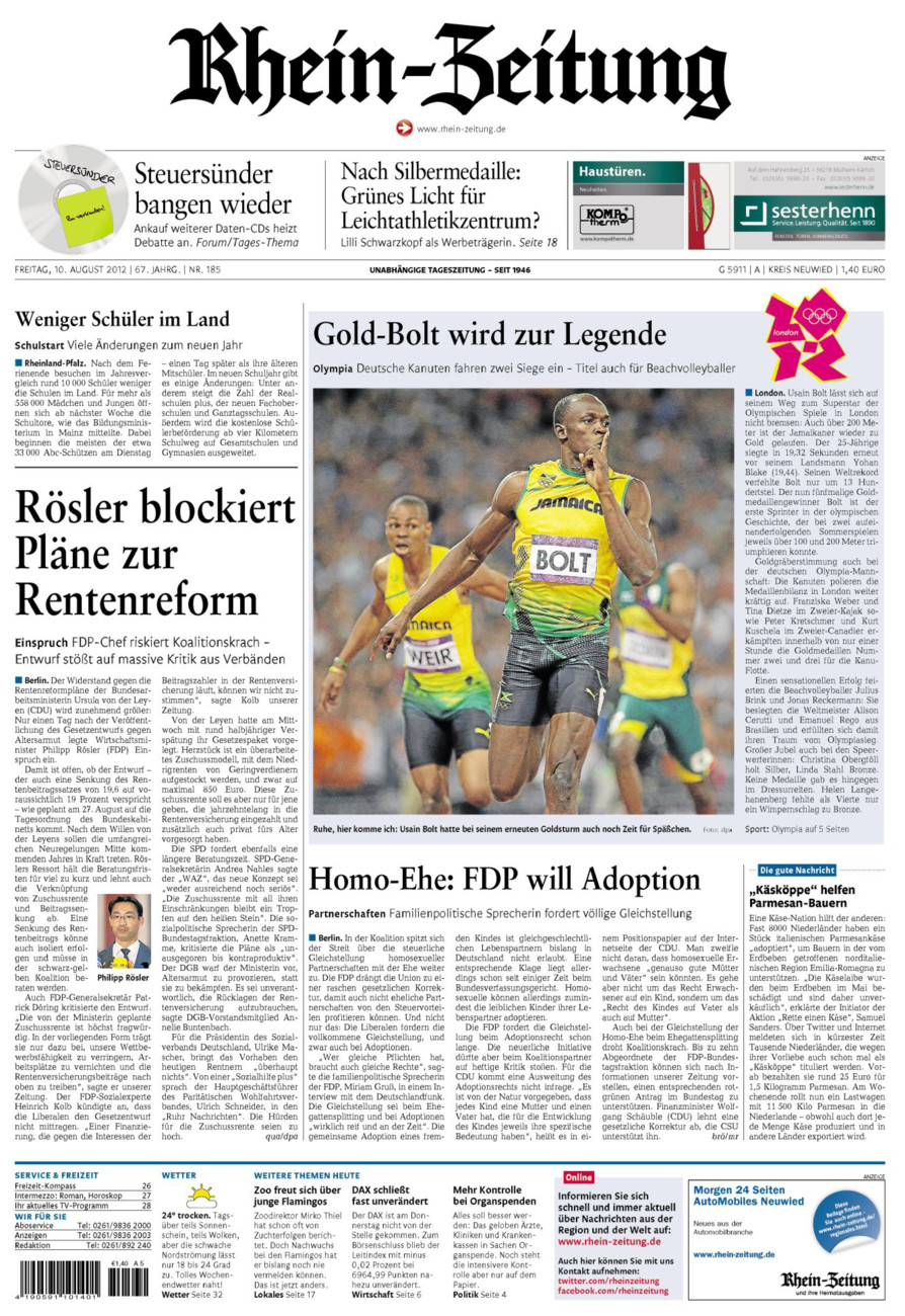 Rhein-Zeitung Kreis Neuwied vom Freitag, 10.08.2012