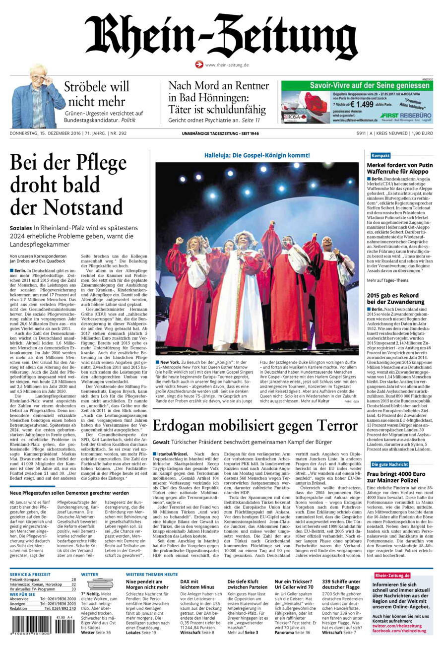 Rhein-Zeitung Kreis Neuwied vom Donnerstag, 15.12.2016