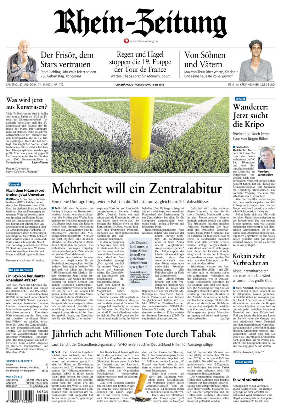 Rhein-Zeitung Kreis Neuwied vom Samstag, 27.07.2019