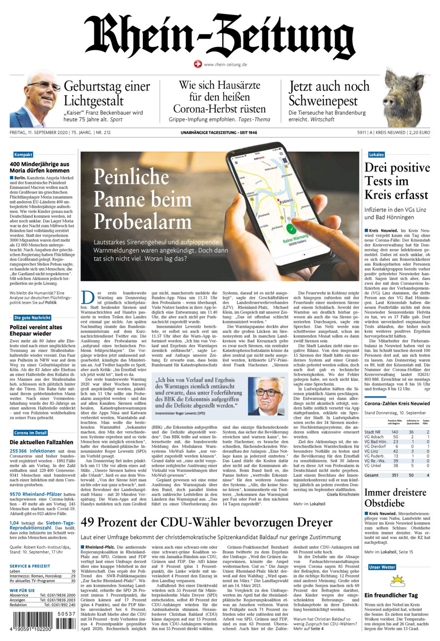 Rhein-Zeitung Kreis Neuwied vom Freitag, 11.09.2020