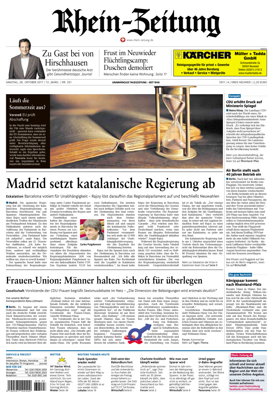 Rhein-Zeitung Kreis Neuwied vom Samstag, 28.10.2017