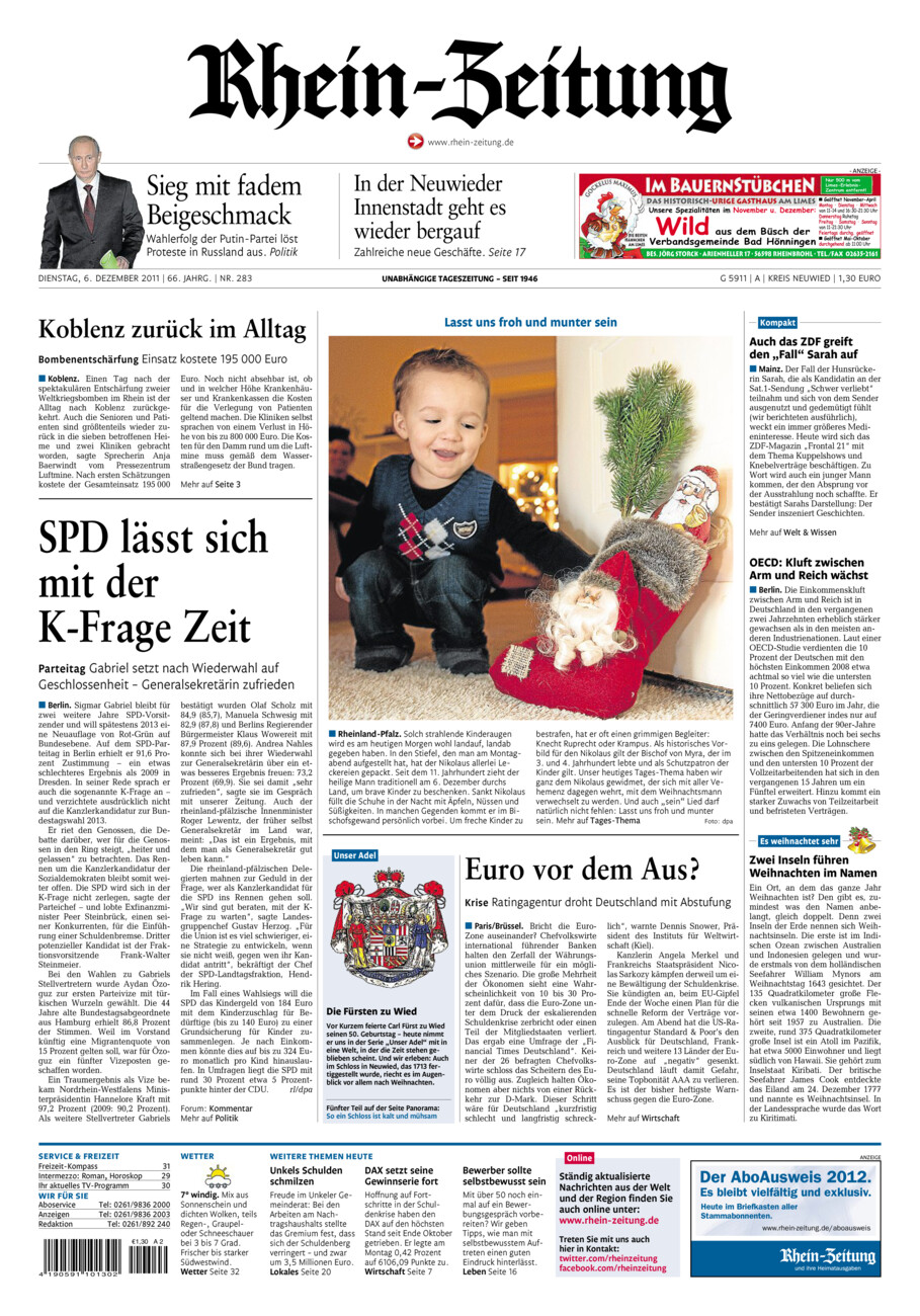Rhein-Zeitung Kreis Neuwied vom Dienstag, 06.12.2011
