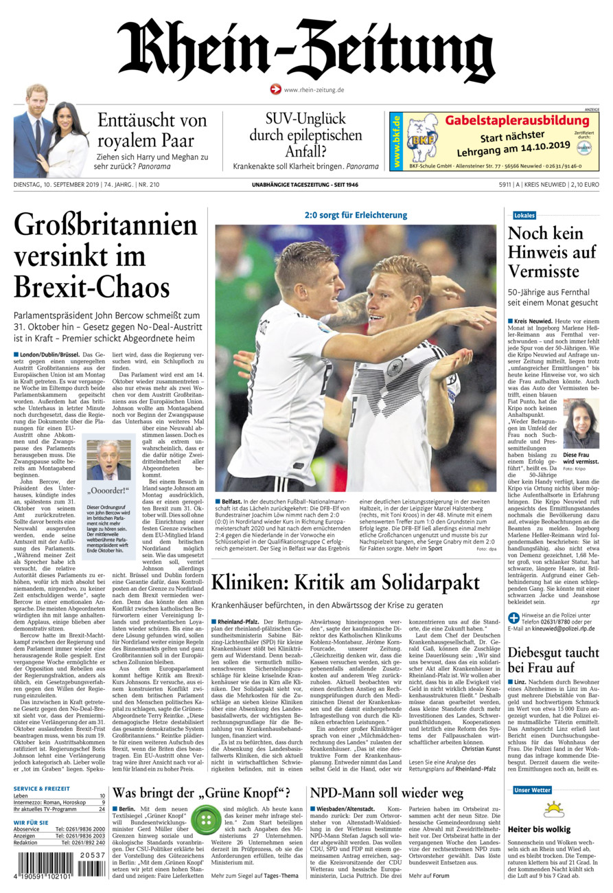 Rhein-Zeitung Kreis Neuwied vom Dienstag, 10.09.2019