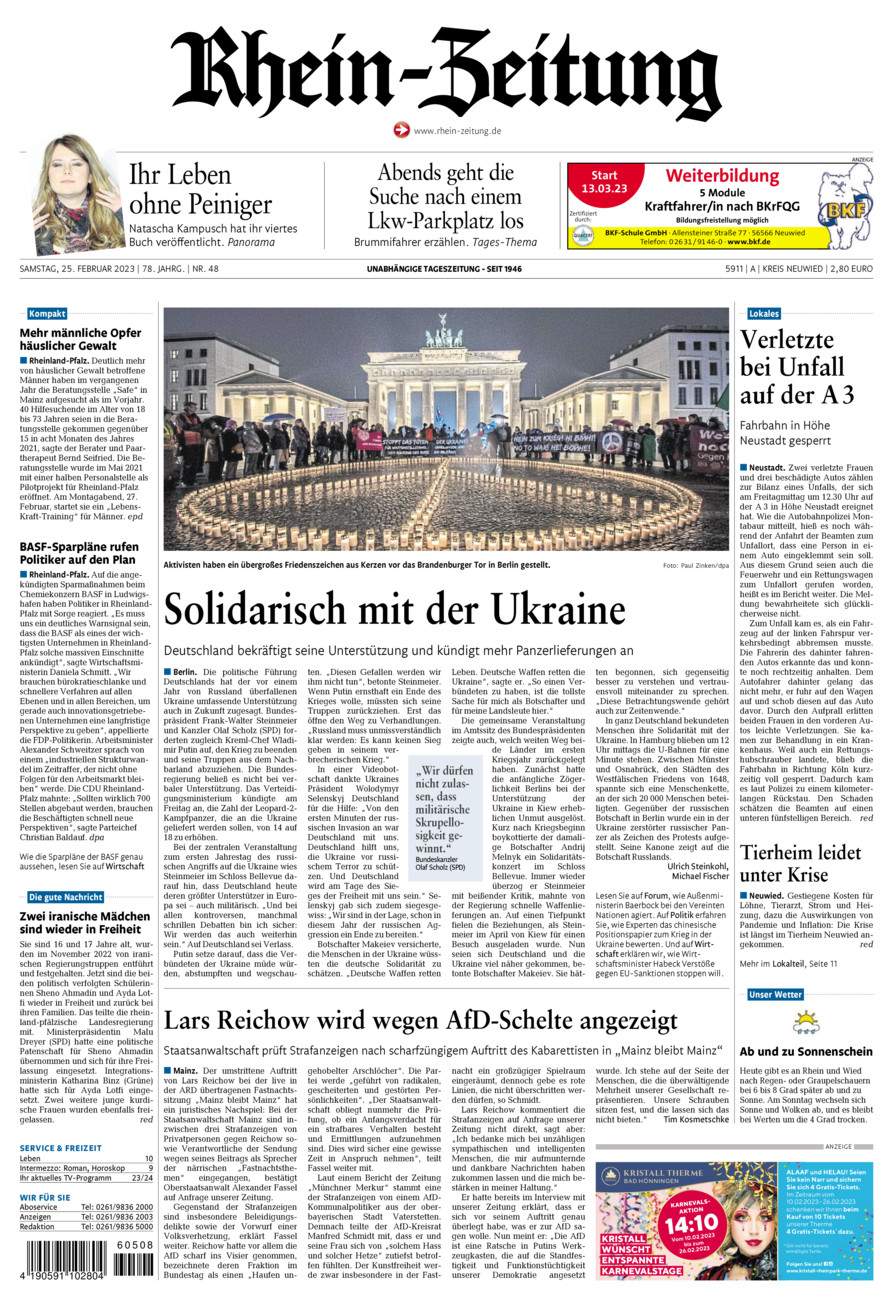 Rhein-Zeitung Kreis Neuwied vom Samstag, 25.02.2023