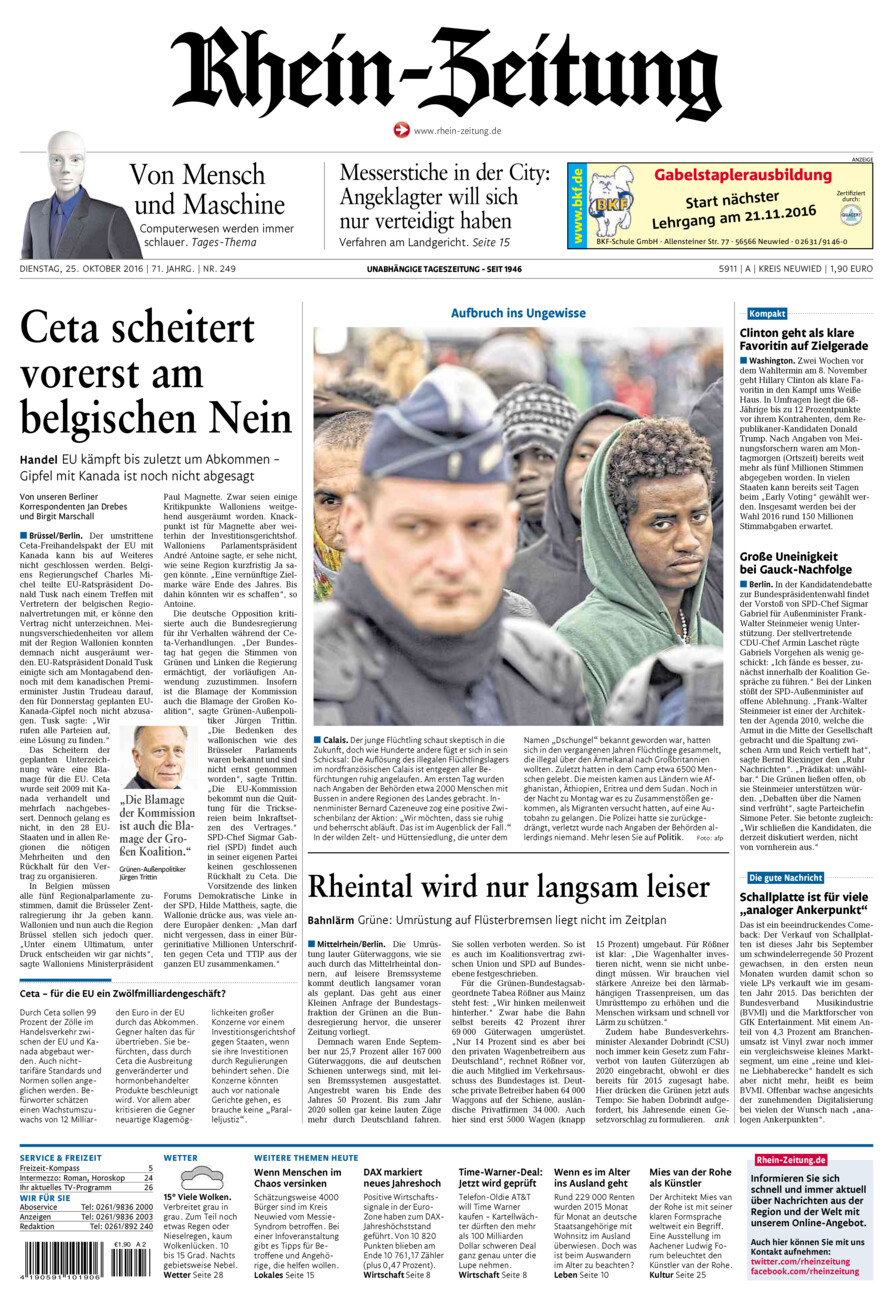 Rhein-Zeitung Kreis Neuwied vom Dienstag, 25.10.2016