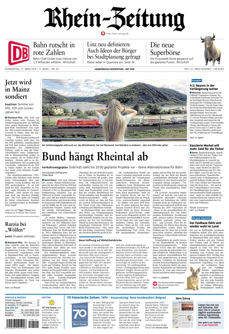 Rhein-Zeitung Kreis Neuwied vom Donnerstag, 17.03.2016