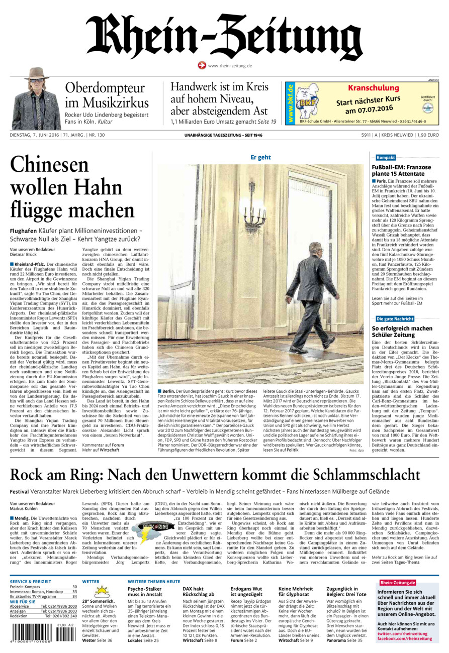 Rhein-Zeitung Kreis Neuwied vom Dienstag, 07.06.2016