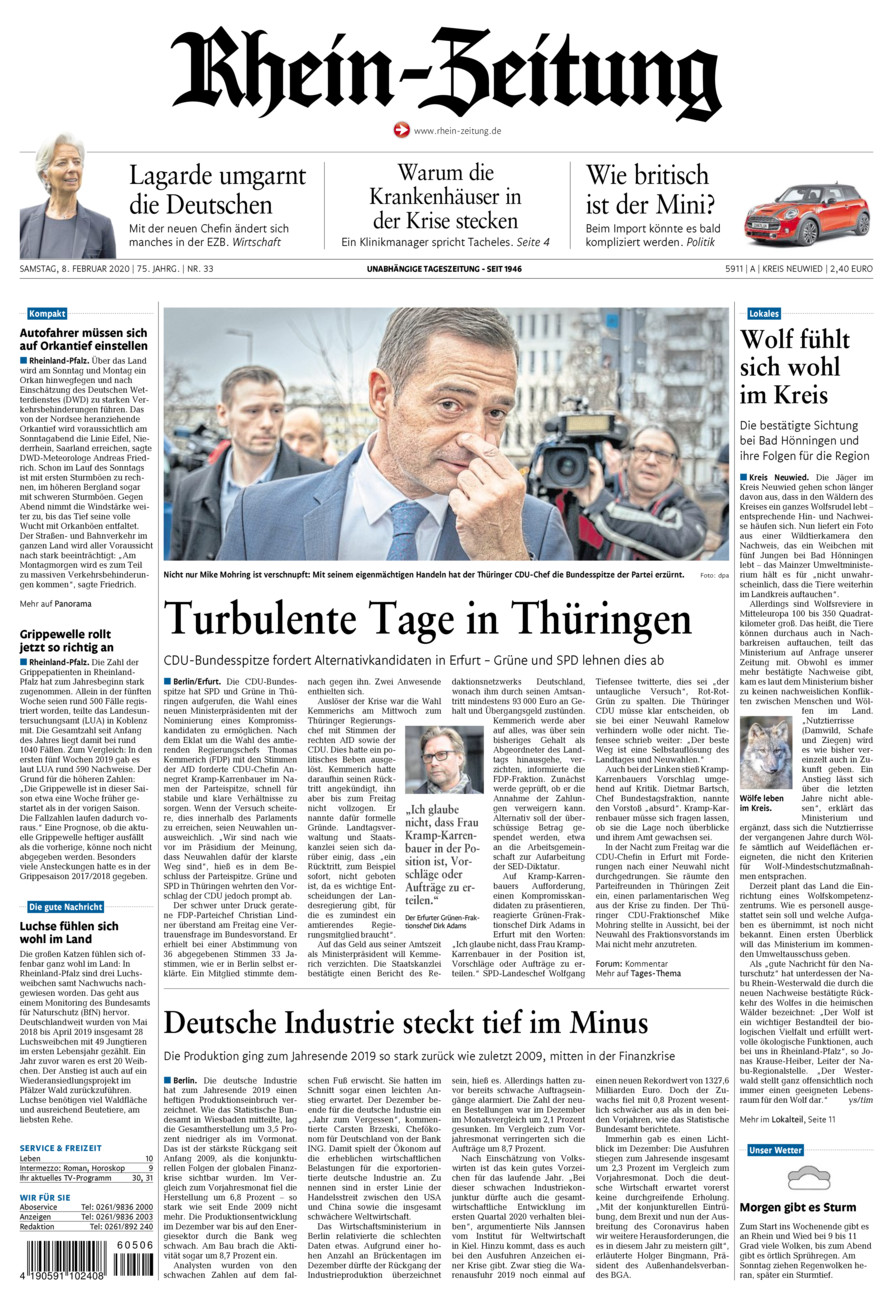 Rhein-Zeitung Kreis Neuwied vom Samstag, 08.02.2020