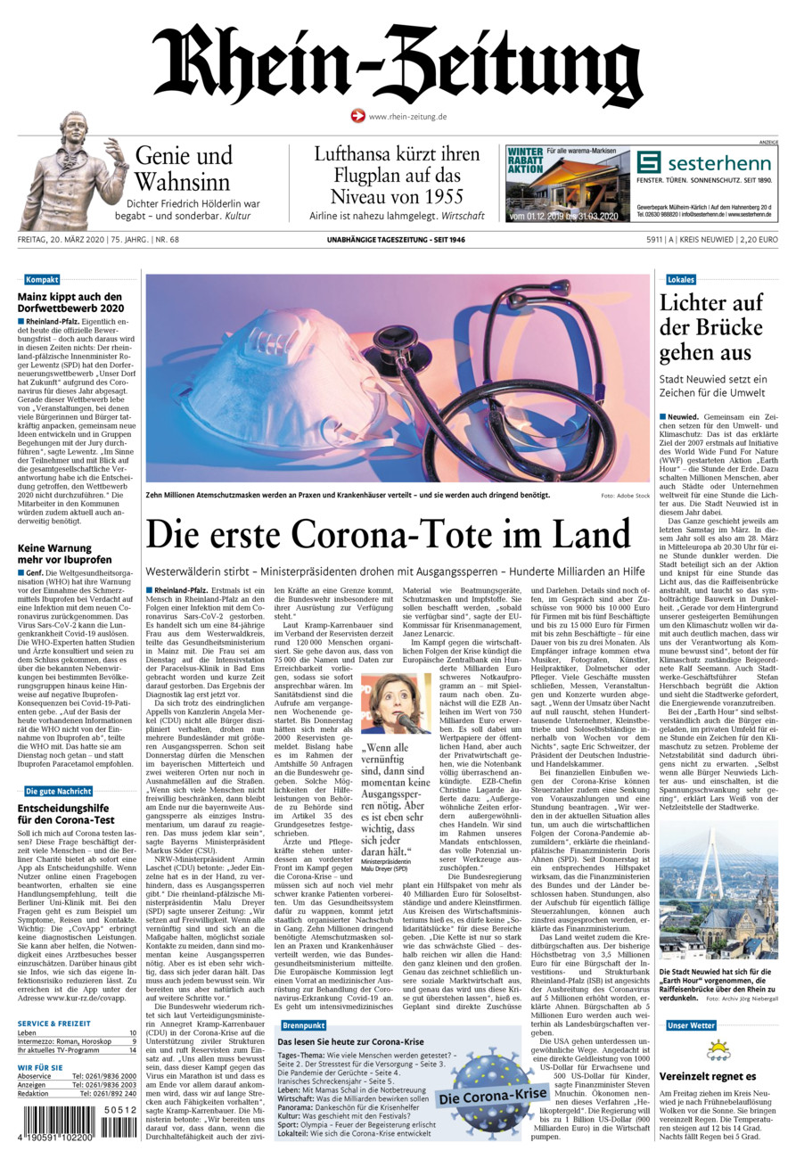 Rhein-Zeitung Kreis Neuwied vom Freitag, 20.03.2020