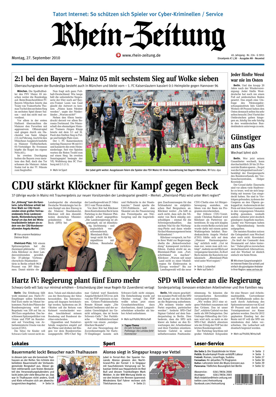Rhein-Zeitung Kreis Neuwied vom Montag, 27.09.2010