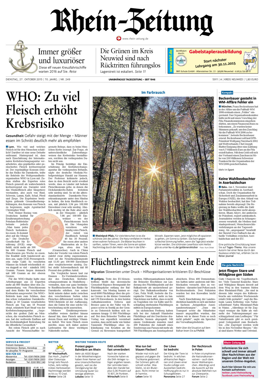 Rhein-Zeitung Kreis Neuwied vom Dienstag, 27.10.2015
