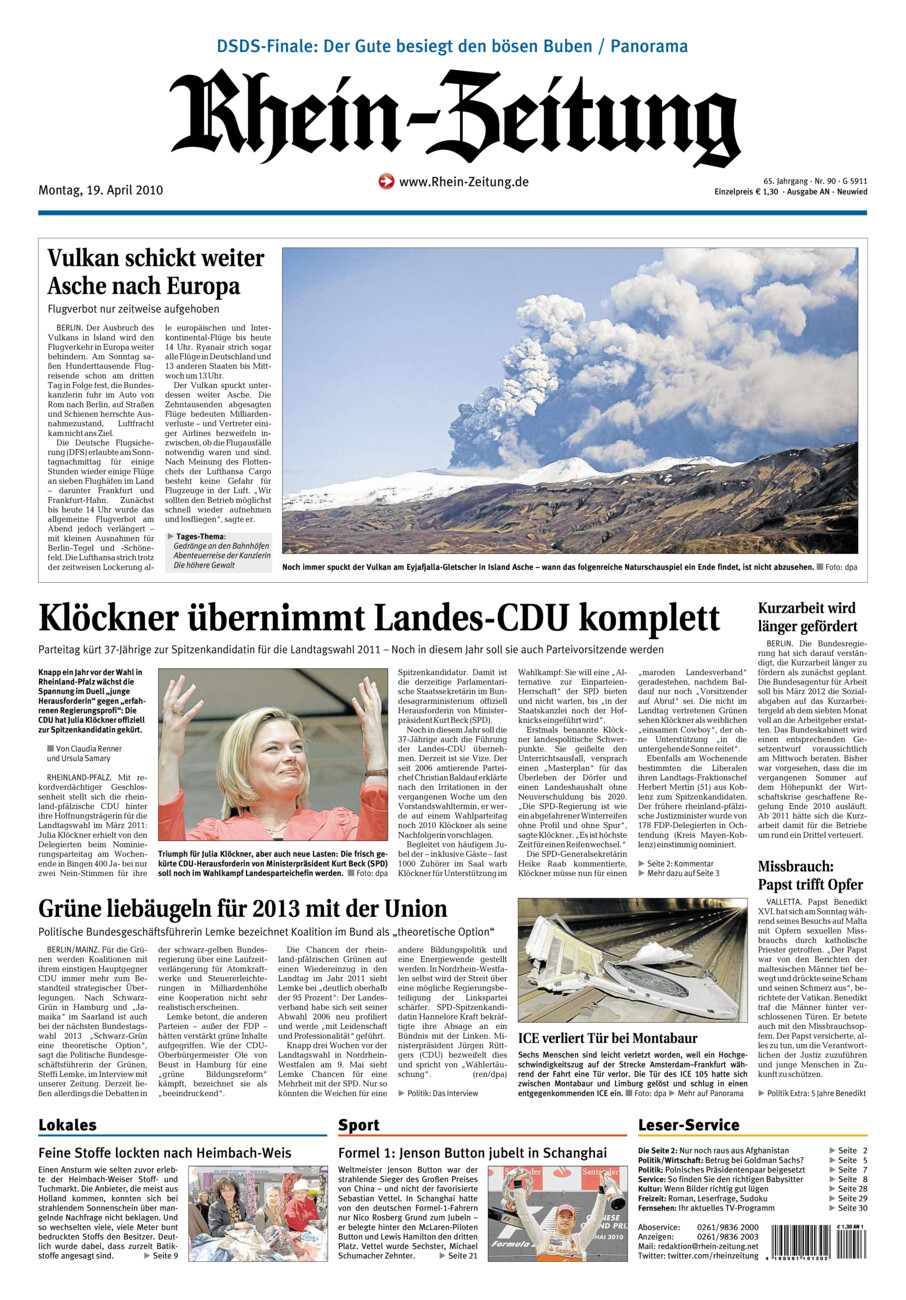 Rhein-Zeitung Kreis Neuwied vom Montag, 19.04.2010