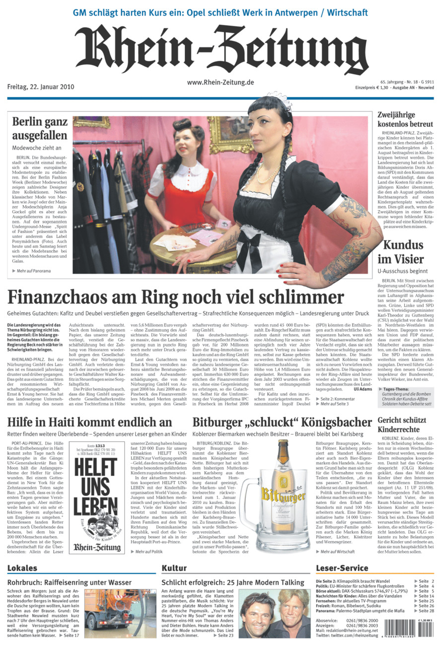 Rhein-Zeitung Kreis Neuwied vom Freitag, 22.01.2010