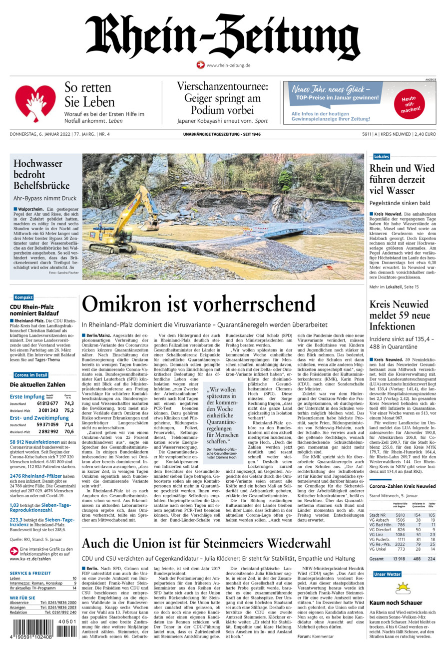 Rhein-Zeitung Kreis Neuwied vom Donnerstag, 06.01.2022