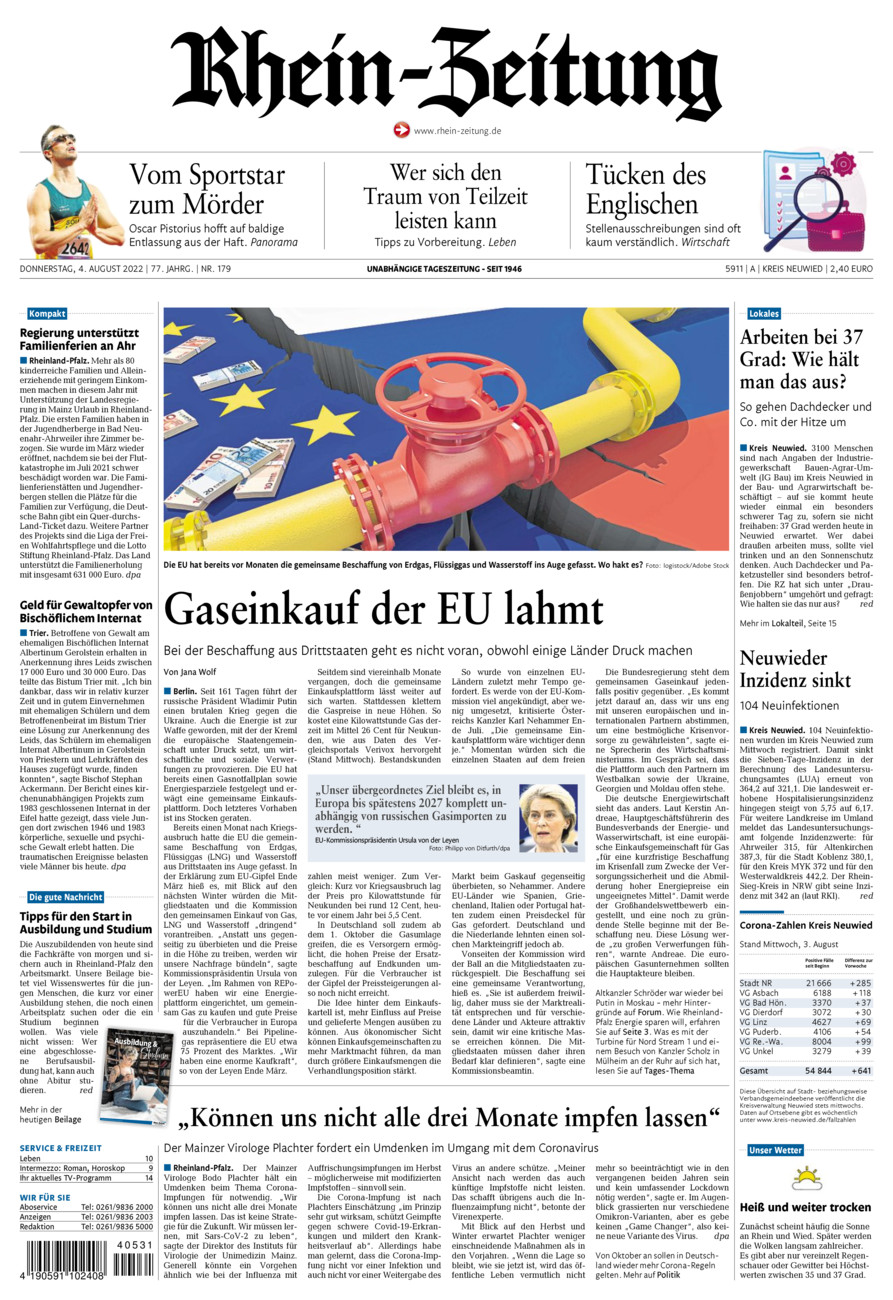 Rhein-Zeitung Kreis Neuwied vom Donnerstag, 04.08.2022