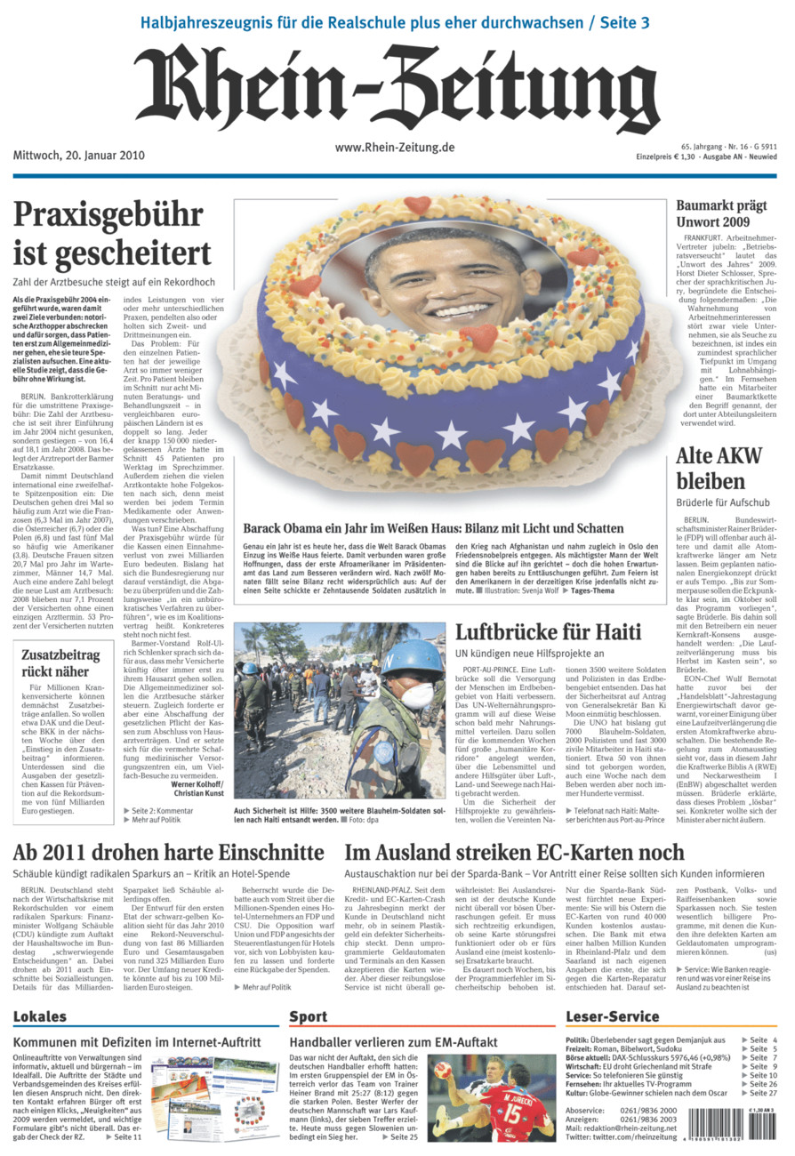 Rhein-Zeitung Kreis Neuwied vom Mittwoch, 20.01.2010