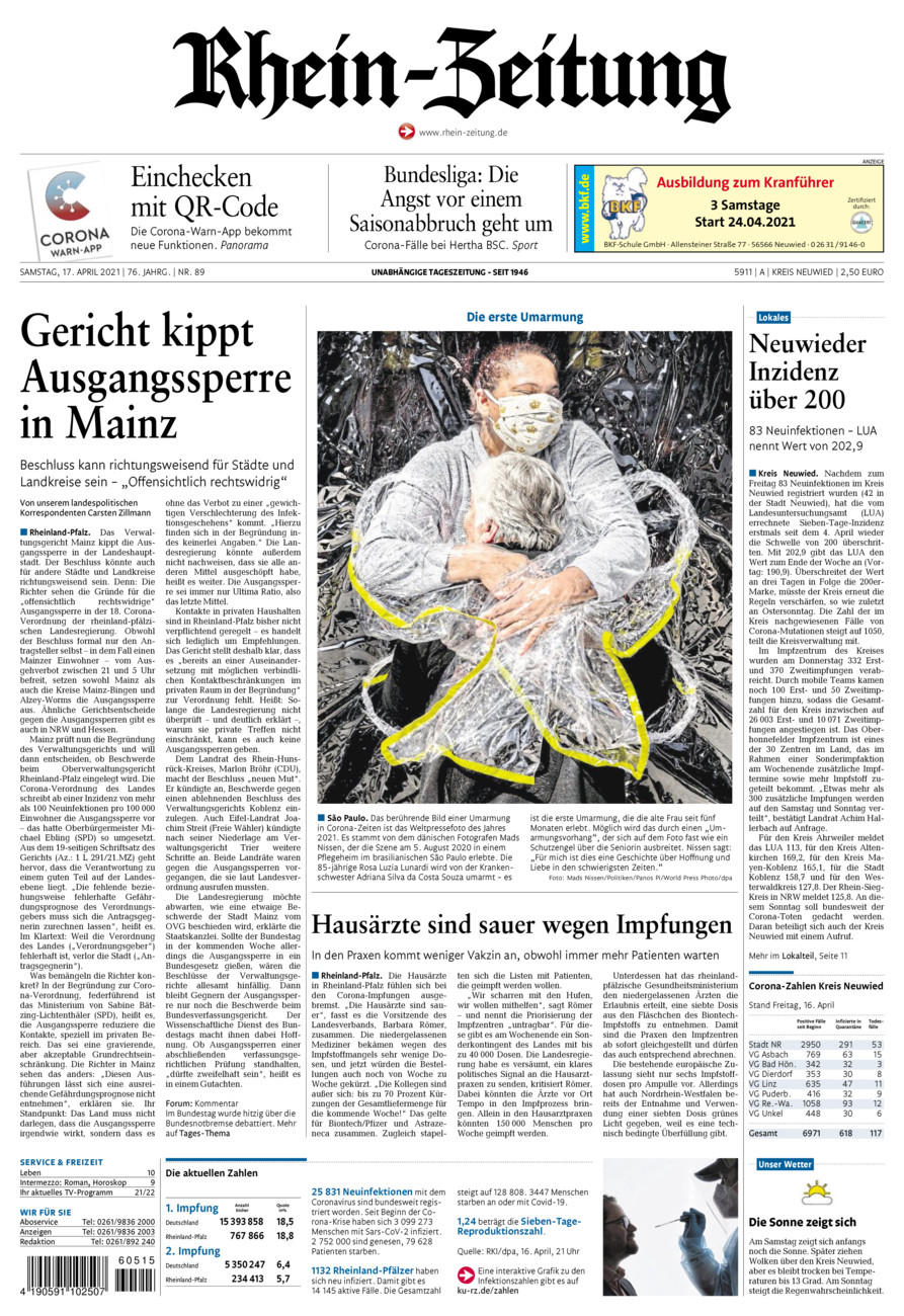 Rhein-Zeitung Kreis Neuwied vom Samstag, 17.04.2021