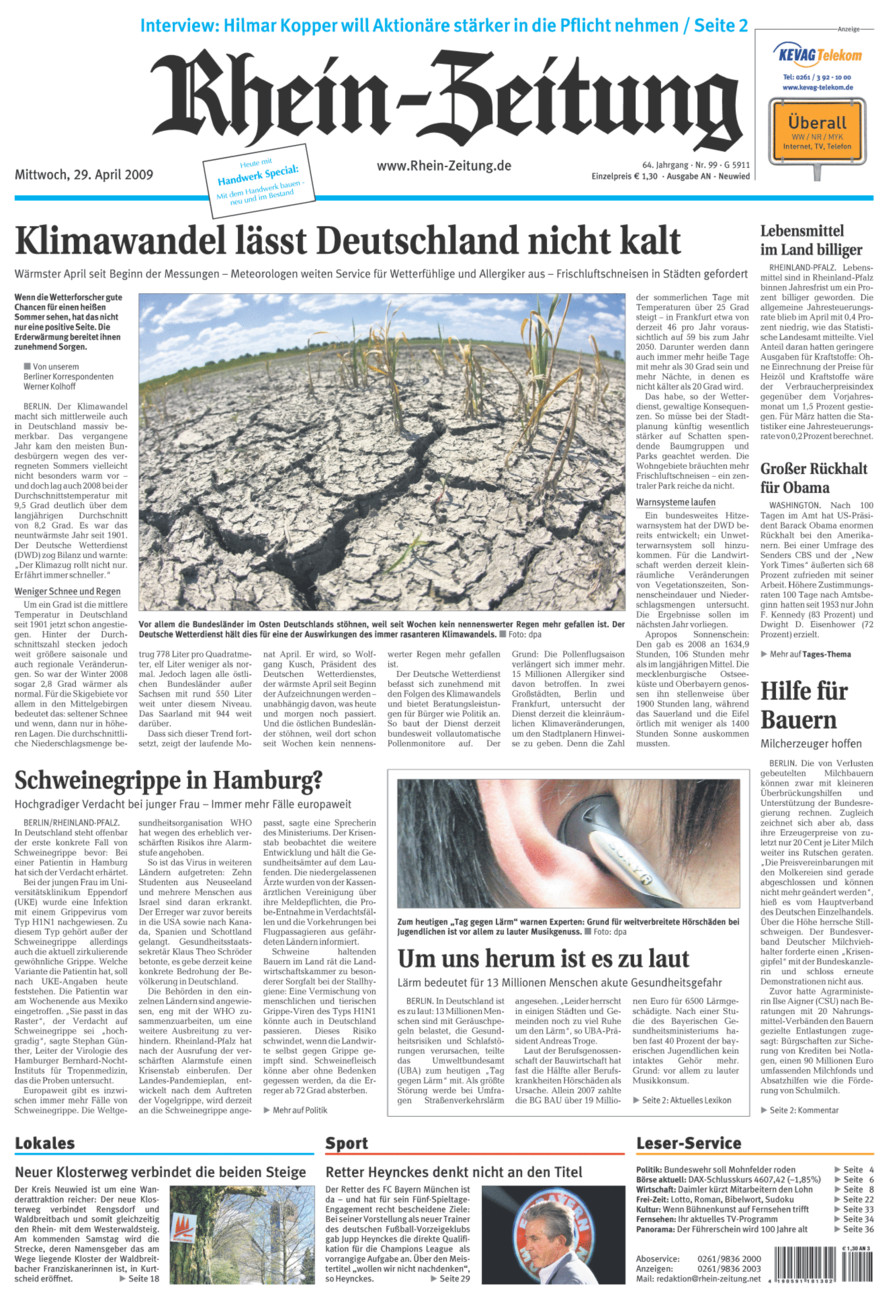 Rhein-Zeitung Kreis Neuwied vom Mittwoch, 29.04.2009