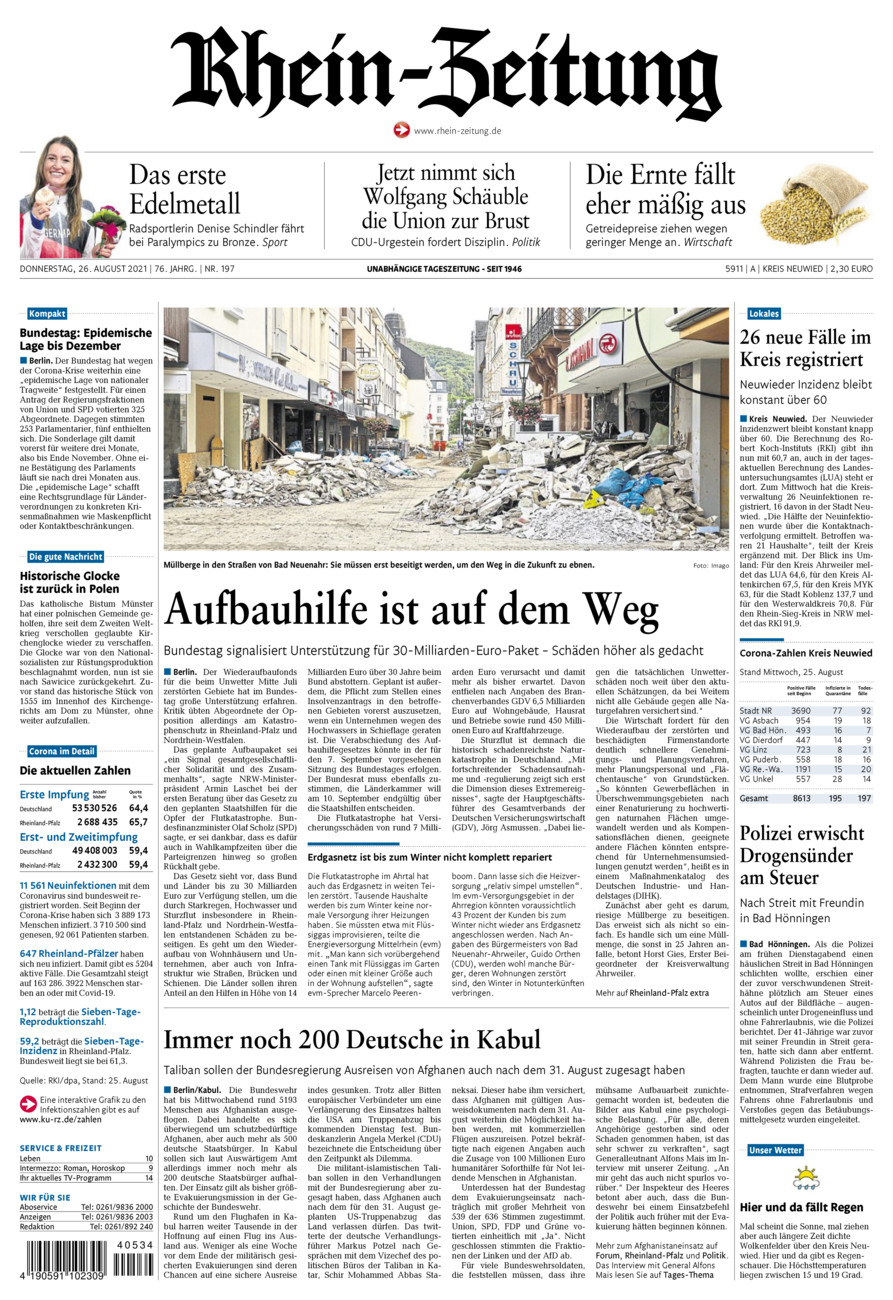 Rhein-Zeitung Kreis Neuwied vom Donnerstag, 26.08.2021