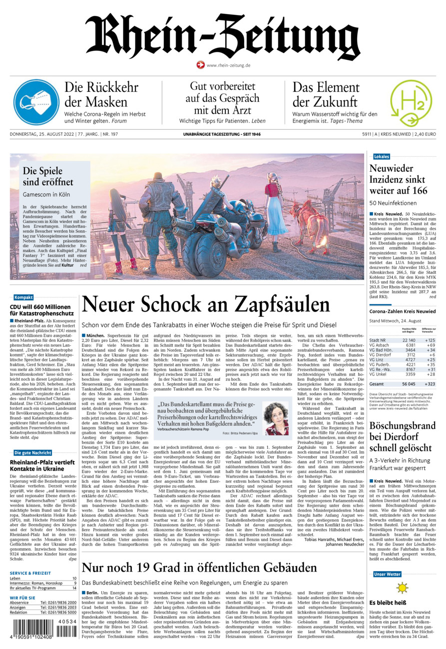 Rhein-Zeitung Kreis Neuwied vom Donnerstag, 25.08.2022