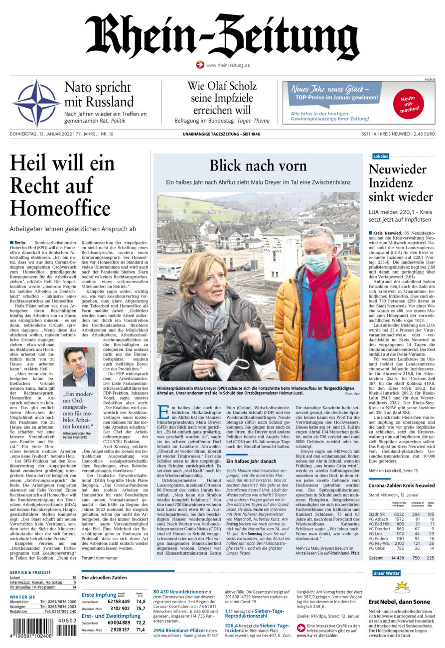 Rhein-Zeitung Kreis Neuwied vom Donnerstag, 13.01.2022