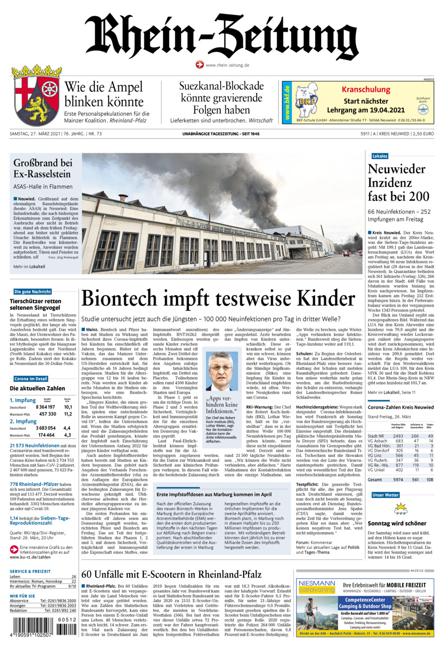 Rhein-Zeitung Kreis Neuwied vom Samstag, 27.03.2021