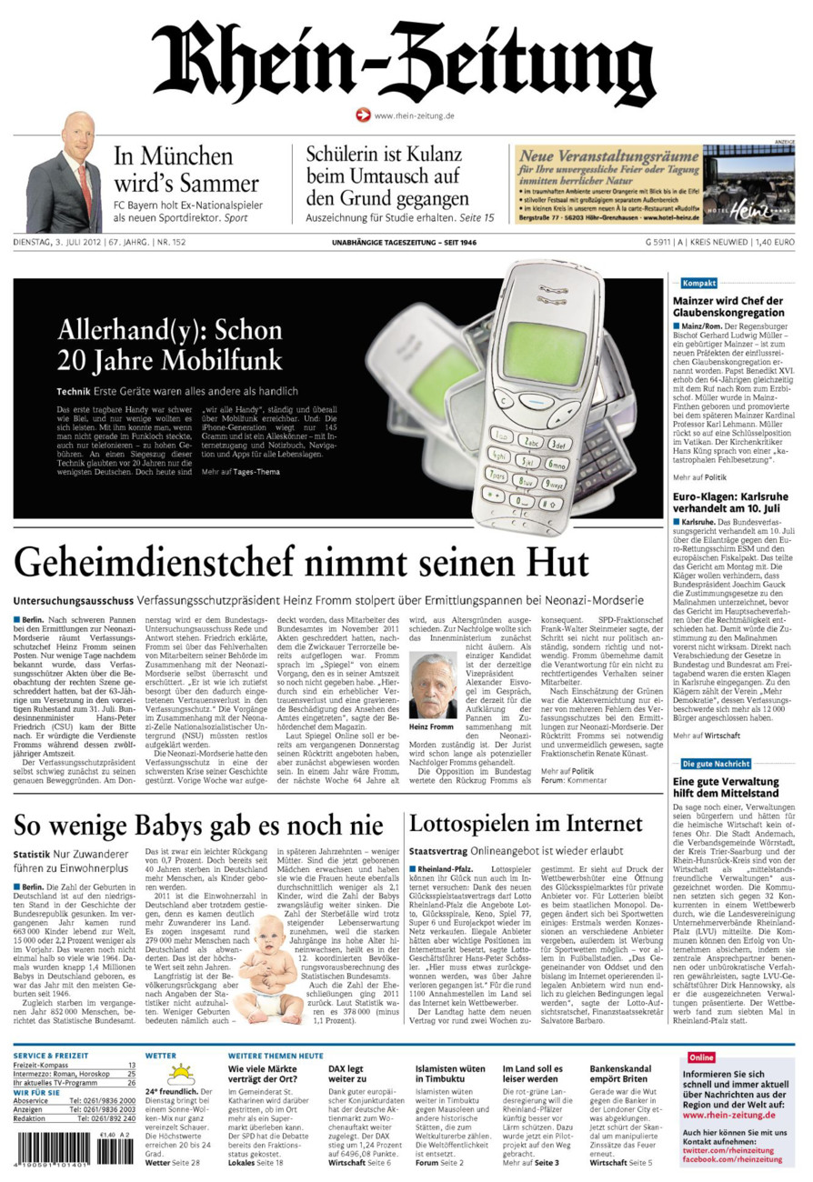 Rhein-Zeitung Kreis Neuwied vom Dienstag, 03.07.2012