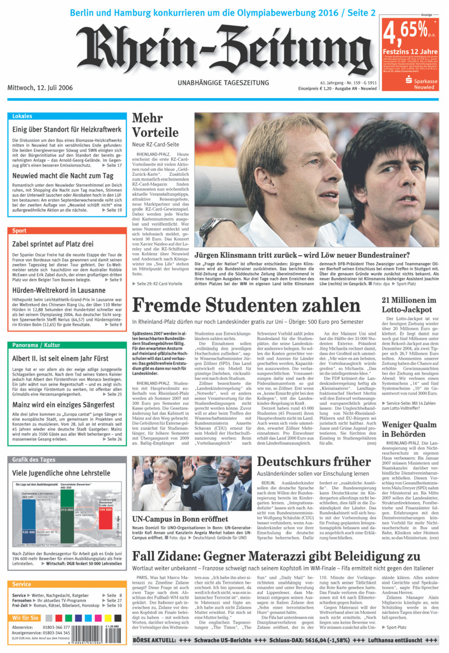 Rhein-Zeitung Kreis Neuwied vom Mittwoch, 12.07.2006