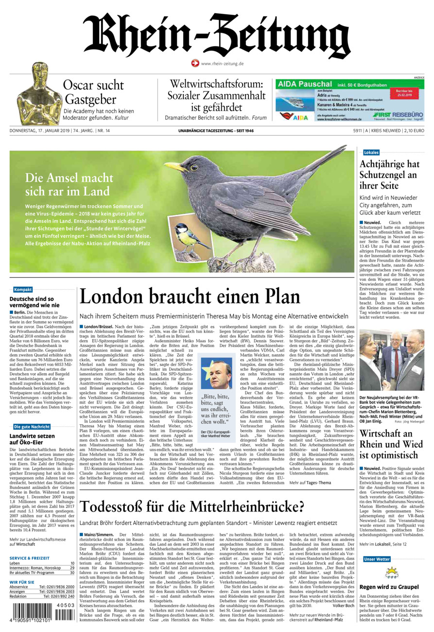 Rhein-Zeitung Kreis Neuwied vom Donnerstag, 17.01.2019